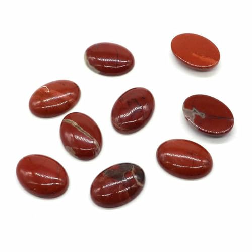 BSGUZ Natürliche Kristalle, ovale Cabochon-Perlen, lose Perlen mit flacher Rückseite, Kamee-Abstandshalter für Schmuckherstellung, DIY-Anhänger, Halskette, 5 Stück pro Stück, roter Jaspis, 30 x 40 mm von BSGUZ