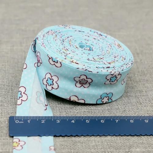 Bedrucktes Schrägband, Kantenstoffstreifen, Bastel-, DIY- und Bekleidungs-Nähband, Größe 25 mm x 5 m, 21–25 mm x 5 m von BSGUZ