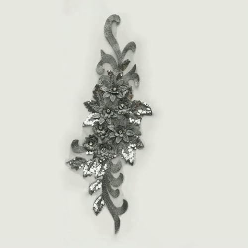 Bestickte Polyester-Pailletten-Nagelbohrer einzelne Blume zum Nähen von Spitze DIY dekorative Kleidungszubehör Spitzen-Stil 1754-Show von BSGUZ
