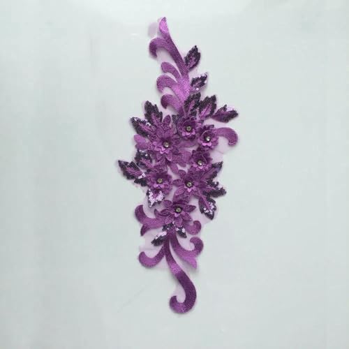 Bestickte Polyester-Pailletten-Nagelbohrer einzelne Blume zum Nähen von Spitze DIY dekorative Kleidungszubehör Spitzen-Stil 1759-Show von BSGUZ