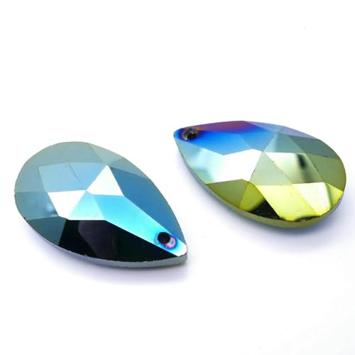 Birnenförmige Kristallperle, Mandel-Kronleuchter-Glasanhänger, 16/22/28/38 mm, Ohrring, Halskette, DIY-Zubehör, Engelsträne, A073, Metallic-Grün, 16 mm, 70 Stück Birnenförmige Kristallperle, Mandel-Kronleuchter-Glasanhänger, 16/22/28/38 mm, Ohrring, Halskette, DIY-Zubehör, Engelsträne, A073, Metallic-Grün, 16 mm, 70 Stück von BSGUZ