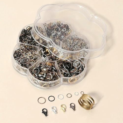 Box Biegeringe, DIY-Schmuckzubehör-Set für Anfänger, offene Biegeringe, Schmuckherstellung, Schlüsselanhänger, Halskettenreparatur mit Öffnerwerkzeug, gemischte Farben von BSGUZ