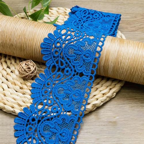 Buntes, ausgehöhltes, mit Blumen besticktes Spitzenband, DIY-Bekleidung, Nähstoff, 10 cm breit, handgefertigt, wasserlösliches Spitzenband, Königsblau, 2 Meter Länge Buntes, ausgehöhltes, mit Blumen besticktes Spitzenband, DIY-Bekleidung, Nähstoff, 10 cm breit, handgefertigt, wasserlösliches Spitzenband, Königsblau, 2 Meter Länge von BSGUZ