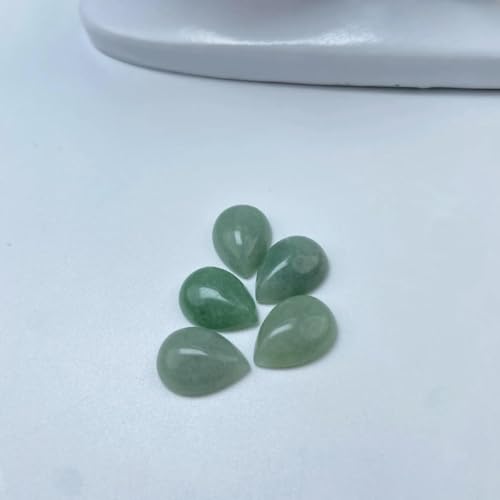 Cabochon-Perle, Naturstein, oval, grüner Aventurin, flache Rückseite, Kamee-Cabochon-Perlen für die Schmuckherstellung, DIY-Ring, Halskette, Armband, Tropfen, 8 x 10 mm, 5 Stück Cabochon-Perle, Naturstein, oval, grüner Aventurin, flache Rückseite, Kamee-Cabochon-Perlen für die Schmuckherstellung, DIY-Ring, Halskette, Armband, Tropfen, 8 x 10 mm, 5 Stück von BSGUZ