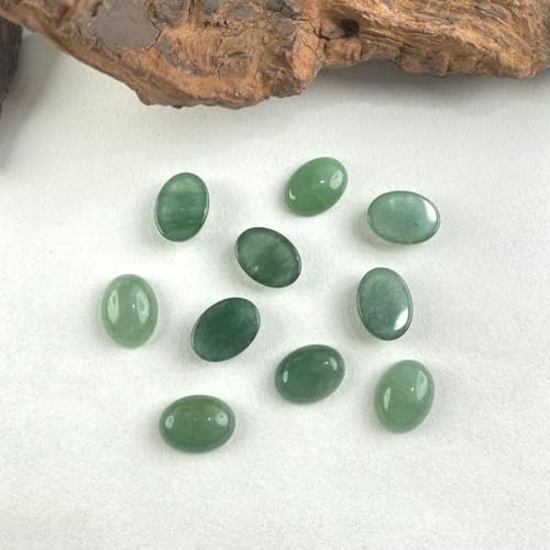 Cabochon-Perle, Naturstein, oval, grüner Aventurin, flache Rückseite, Kamee-Cabochon-Perlen zur Schmuckherstellung, DIY-Ring, Halskette, Armband, oval, 12 x 16 mm, 5 Stück Cabochon-Perle, Naturstein, oval, grüner Aventurin, flache Rückseite, Kamee-Cabochon-Perlen zur Schmuckherstellung, DIY-Ring, Halskette, Armband, oval, 12 x 16 mm, 5 Stück von BSGUZ