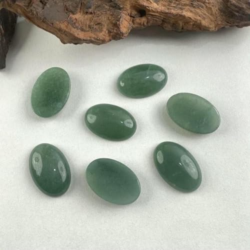 Cabochon-Perle, Naturstein, oval, grüner Aventurin, flache Rückseite, Kamee-Cabochon-Perlen zur Schmuckherstellung, DIY-Ring, Halskette, Armband, oval, 18 x 25 mm, 5 Stück von BSGUZ