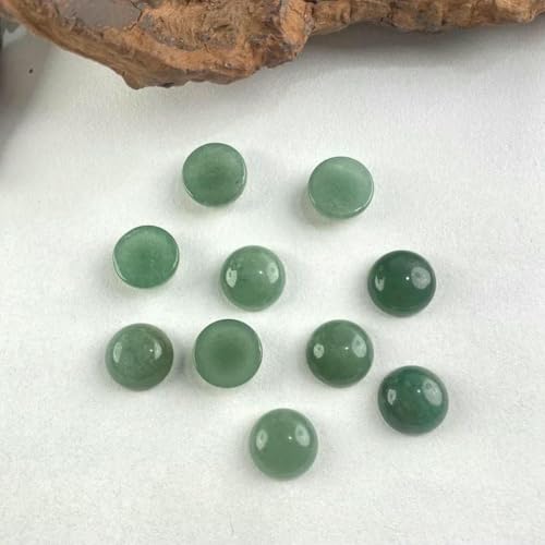 Cabochon-Perle aus Naturstein, oval, grüner Aventurin, flache Rückseite, Cameo-Cabochon-Perlen zur Schmuckherstellung, DIY-Ring, Halskette, Armband, rund, 16 mm, 5 Stück von BSGUZ