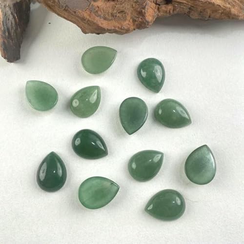Cabochon-Perle aus Naturstein, oval, grüner Aventurin, flache Rückseite, Kamee-Cabochon-Perlen zur Schmuckherstellung, DIY-Ring, Halskette, Armband, Tropfen, 15 x 20 mm, 5 Stück von BSGUZ