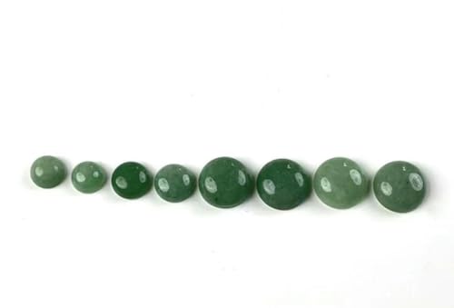 Cabochon-Perle aus Naturstein, oval, grüner Aventurin, flache Rückseite, Kamee-Cabochon-Perlen zur Schmuckherstellung, DIY-Ring, Halskette, Armband, rund, 25 mm, 5 Stück von BSGUZ
