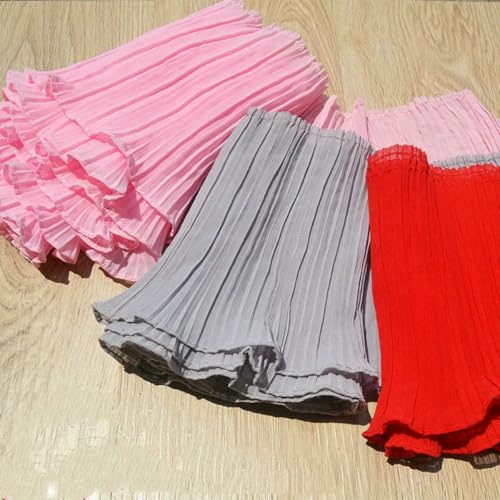 Chiffon-Plissee-Spitze, mehrfarbig, breiter Spitzenstoff, Accessoires, Kleidung, Saummanschette, verlängerte Dekoration, Weiß, 35 cm Chiffon-Plissee-Spitze, mehrfarbig, breiter Spitzenstoff, Accessoires, Kleidung, Saummanschette, verlängerte Dekoration, Weiß, 35 cm von BSGUZ