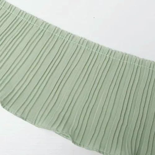 Chiffon-Plissee-Spitze, mehrfarbig, breiter Spitzenstoff, Accessoires, Kleidung, Saummanschette, verlängerte Dekoration, hellgrün, 12 cm Chiffon-Plissee-Spitze, mehrfarbig, breiter Spitzenstoff, Accessoires, Kleidung, Saummanschette, verlängerte Dekoration, hellgrün, 12 cm von BSGUZ