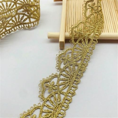 DIY Goldfaden, wasserlösliche Stickerei, Spitzenband, handgefertigt, Kleidung, Rock, Cheongsam, Hut, Kopf, Blumendekoration, Gold, 1 Yard DIY Goldfaden, wasserlösliche Stickerei, Spitzenband, handgefertigt, Kleidung, Rock, Cheongsam, Hut, Kopf, Blumendekoration, Gold, 1 Yard von BSGUZ
