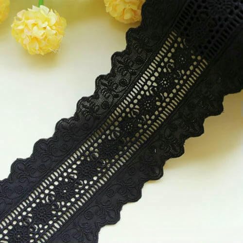 Doppelseitiger Spitzenbesatz aus Baumwollstickerei mit Blumenmuster, 8 cm, 11 cm breit, DIY-Kleidung, Heimtextilien-Accessoires, 2 Yards pro Partie, Stil A, Schwarz, 2 Yards Doppelseitiger Spitzenbesatz aus Baumwollstickerei mit Blumenmuster, 8 cm, 11 cm breit, DIY-Kleidung, Heimtextilien-Accessoires, 2 Yards pro Partie, Stil A, Schwarz, 2 Yards von BSGUZ