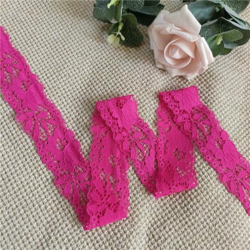 Elastische farbige Spitze 4 cm genähte Unterwäsche, Kleidungszubehör, DIY-Zubehör-Rosenrot-5 m Elastische farbige Spitze 4 cm genähte Unterwäsche, Kleidungszubehör, DIY-Zubehör-Rosenrot-5 m von BSGUZ