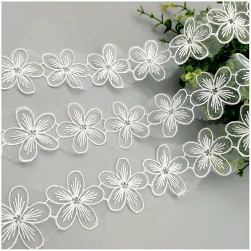 Exquisite Organza-Stickerei mit Blumen, Spitze, Barcode, DIY-Kleidung, Mantel, Rock, Schuhe, Kopfbedeckung, Handtasche, Applikation, Patch-Dekoration, weiß, 1 Yard Exquisite Organza-Stickerei mit Blumen, Spitze, Barcode, DIY-Kleidung, Mantel, Rock, Schuhe, Kopfbedeckung, Handtasche, Applikation, Patch-Dekoration, weiß, 1 Yard von BSGUZ