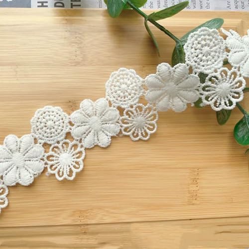 Exquisite weiße wasserlösliche Stickereispitze, DIY, Hochzeitskleid, Kopfbedeckung, Kleidung, Taschenrand, Rock, Nähzubehör, 4,8 cm breit, 1 Yard von BSGUZ