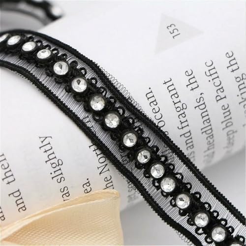 Exquisites transparentes, glänzendes Diamant-Spitzenband, DIY-Kragenmanschette, Hut, Kopfbedeckung, dekorative Halskette, Handseil, einfach herzustellendes Material, Schwarz, 1 Yard Exquisites transparentes, glänzendes Diamant-Spitzenband, DIY-Kragenmanschette, Hut, Kopfbedeckung, dekorative Halskette, Handseil, einfach herzustellendes Material, Schwarz, 1 Yard von BSGUZ