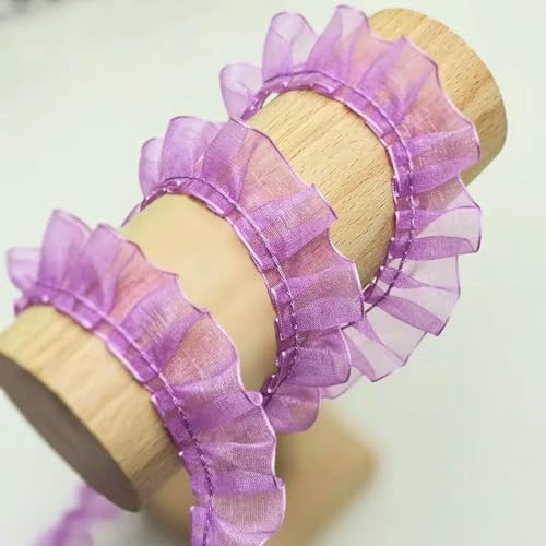 Farben klares Glasgarn, plissierte Spitze, DIY, handgefertigt, Puppenkleid, Rockbesatz, Blumenkorb, Bilderrahmen, Nähzubehör, lila, 1 Yard von BSGUZ