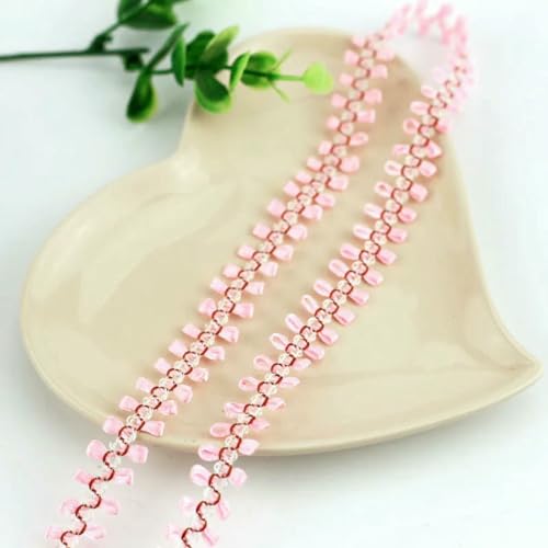 Fein geflochtener bunter Tausendfüßler mit Spitzenband, für Handtasche, Hut, Haarnadel, Applikation, Halskette, Armband, Ornamente, Schleifenherstellung, Materialien – Pink – 1 Yard Fein geflochtener bunter Tausendfüßler mit Spitzenband, für Handtasche, Hut, Haarnadel, Applikation, Halskette, Armband, Ornamente, Schleifenherstellung, Materialien – Pink – 1 Yard von BSGUZ