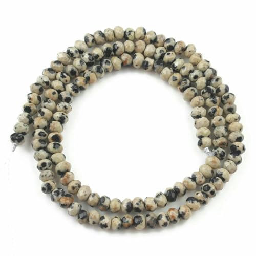 Gelbe Dalmatiner-Jaspis-Perlen, Naturstein, rund, matt, facettiert, Rondelle, lose Perlen zur Schmuckherstellung, DIY-Halskettenarmbänder, Typ 10-facettiert von BSGUZ