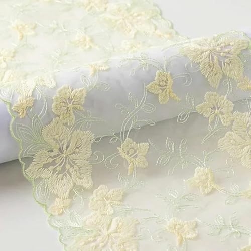 Gelber, weicher Netztüll, bestickter Besatz, DIY-Kleid, Nähen, Basteln, Stickerei, Spitze für Dessous, Unterwäsche, Spitzenstoff, Zubehör-Gelb-1 Yard von BSGUZ