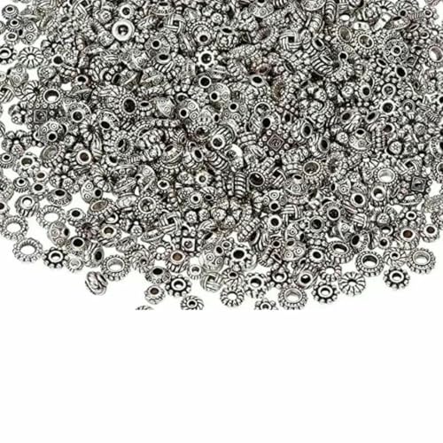 Gemischte tibetische Antik-Silber-Farben Hohlkugel Lose Röhre Metallperlen Abstandsperlen für Schmuckherstellung DIY Armband Halskette-12 von BSGUZ