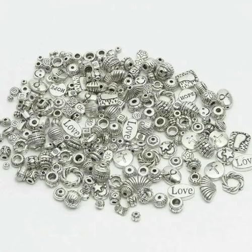 Gemischte tibetische Antik-Silber-Farben Hohlkugel Lose Röhre Metallperlen Abstandsperlen für Schmuckherstellung DIY Armband Nekclace-02 von BSGUZ