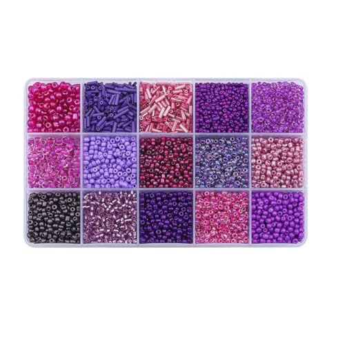 Glasperlen-Set in 15 Farben zur Herstellung von Armbändern, lose Abstandsperlen mit Aufbewahrungsbox, Röhrenperlen-Set zum Selbermachen von Halskettenanhängern-02 Glasperlen-Set in 15 Farben zur Herstellung von Armbändern, lose Abstandsperlen mit Aufbewahrungsbox, Röhrenperlen-Set zum Selbermachen von Halskettenanhängern-02 von BSGUZ