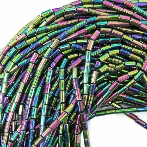 Großhandel Schwarz/Gold/Regenbogen/Silber Überzogene über 98 teile/los naturstein hämatit Rohr lose spacer perlen 16 "pro strang 4,0mm-Rot von BSGUZ