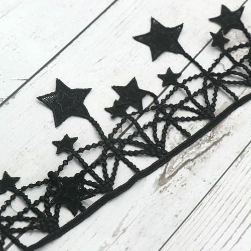 H733 91 cm Quaste Spitzenbesatz, ultrabreit, 11 cm, Stern, Stricken, Hochzeit, bestickt, DIY, handgefertigt, Patchworkband, Nähzubehör, Basteln, schwarz H733 91 cm Quaste Spitzenbesatz, ultrabreit, 11 cm, Stern, Stricken, Hochzeit, bestickt, DIY, handgefertigt, Patchworkband, Nähzubehör, Basteln, schwarz von BSGUZ