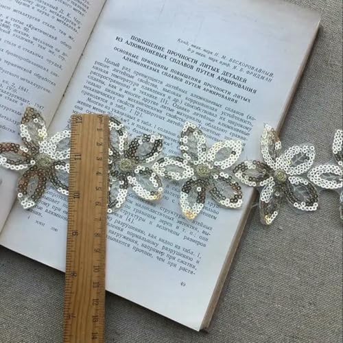 Heißer 6 cm breiter Glitzer-Organza-Spitzenstoff mit Pailletten, Perlen, Blumen, besticktem Band, Kragenbesatz, Applikation zum Nähen von Hochzeitskleidern, Gold, 1 Yard Heißer 6 cm breiter Glitzer-Organza-Spitzenstoff mit Pailletten, Perlen, Blumen, besticktem Band, Kragenbesatz, Applikation zum Nähen von Hochzeitskleidern, Gold, 1 Yard von BSGUZ