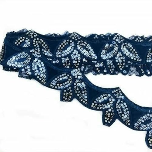 Heißer 6 cm breiter glitzernder Organza-Spitzenstoff mit Pailletten, Perlen, Blumen, besticktem Band, Kragenbesatz, Applikation zum Nähen von Hochzeitskleidern, Königsblau, 1 Yard Heißer 6 cm breiter glitzernder Organza-Spitzenstoff mit Pailletten, Perlen, Blumen, besticktem Band, Kragenbesatz, Applikation zum Nähen von Hochzeitskleidern, Königsblau, 1 Yard von BSGUZ