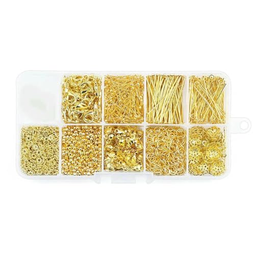 Kc Goldfarbenes Legierungsschmuck-Set mit offenen Biegeringen, Zubehör-Set für DIY-Armband, Halskette, Kettenherstellung, Zubehör, 4 6 8 mm, FZ05, 1 Set von BSGUZ