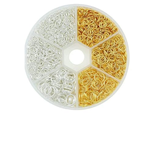 Kc Goldfarbenes Legierungsschmuck-Set mit offenen Biegeringen, Zubehör-Set für DIY-Armband, Halskette, Kettenherstellung, Zubehör, 4 6 8 mm, GS, zweifarbiges Set von BSGUZ