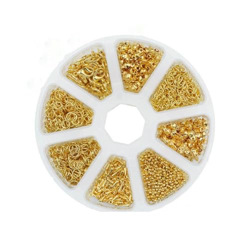 Kc Goldfarbenes Legierungsschmuck-Set mit offenen Biegeringen, Zubehör-Set für die Herstellung von Armbändern, Halsketten und Ketten, Zubehörteile, 4 6 8 mm, TH001 von BSGUZ