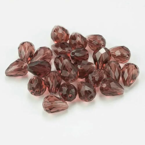 Kristallperlen in Tropfenform, Glasperlen, 6 x 8 mm, 8 x 10 mm, lose, runde Abstandsperlen für die Schmuckherstellung, DIY, 24 Farben, lila, 8 x 10 mm, 60 Stück von BSGUZ