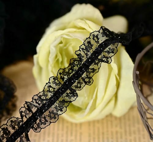 Lolita DIY Spitzenrüschen-Gummiband, Holz, elastischer Besatz, Dekoration, Puppenkostüm, Zubehör, Material, Heimstoff – einlagig, schwarz, Breite 2,8 cm, 50 cm Länge (mehr in durchgehender Länge ka Lolita DIY Spitzenrüschen-Gummiband, Holz, elastischer Besatz, Dekoration, Puppenkostüm, Zubehör, Material, Heimstoff – einlagig, schwarz, Breite 2,8 cm, 50 cm Länge (mehr in durchgehender Länge ka von BSGUZ