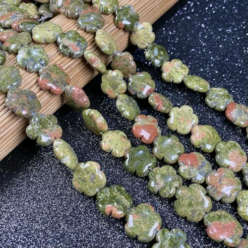 Lose Isolationsperlen aus Naturstein in Blumenform, Halbfertigperlen für die Schmuckherstellung, DIY-Armband, Halskettenzubehör, Unakit, 16 x 16 mm Lose Isolationsperlen aus Naturstein in Blumenform, Halbfertigperlen für die Schmuckherstellung, DIY-Armband, Halskettenzubehör, Unakit, 16 x 16 mm von BSGUZ