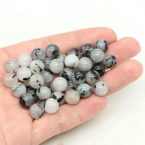Lose Natursteinperlen, 4, 6, 8, 10 mm, Amethyst, Lava, Türkis, runde Charms, Kristallperlen zur Schmuckherstellung, DIY-Armband, Halskette, Schwarz, Rutil, 10 mm, 36–39 Stück Lose Natursteinperlen, 4, 6, 8, 10 mm, Amethyst, Lava, Türkis, runde Charms, Kristallperlen zur Schmuckherstellung, DIY-Armband, Halskette, Schwarz, Rutil, 10 mm, 36–39 Stück von BSGUZ