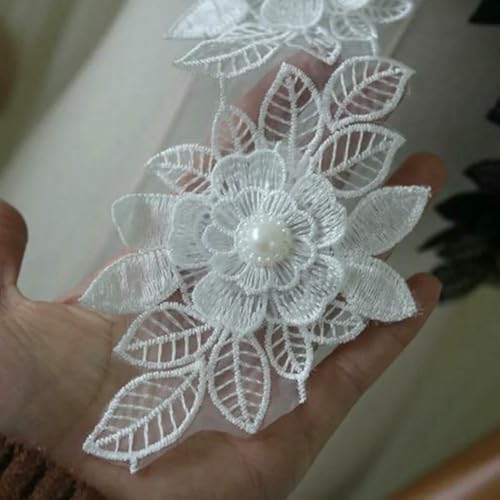 Luxuriöse Organza-Stickerei, Perlen, Blumen, Spitzenaufnäher, DIY-Kleidung, Rock, Hut, Kopfbedeckung, Kleid, Tasche, Schuh, Basteln, Applikation, Zubehör, Weiß, 5 Blumen Preis Luxuriöse Organza-Stickerei, Perlen, Blumen, Spitzenaufnäher, DIY-Kleidung, Rock, Hut, Kopfbedeckung, Kleid, Tasche, Schuh, Basteln, Applikation, Zubehör, Weiß, 5 Blumen Preis von BSGUZ
