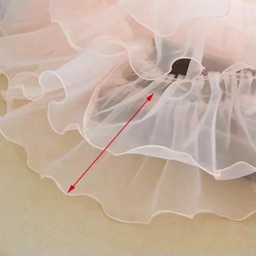 Mehrfarbiger Organza-Plissee-Doppelschicht-Rüschen-Spitzenbesatz, Puffrock, Babydoll, Vorhang, DIY-Nähen, RS3697-B-Korallenpulver-5Yards von BSGUZ