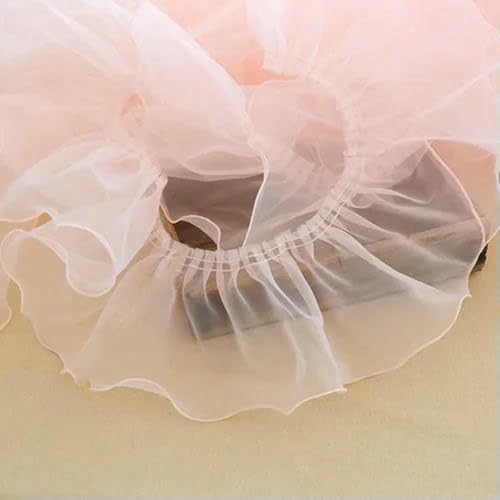 Mehrfarbiger Organza-Plissee-Doppelschicht-Rüschen-Spitzenbesatzstoff, Puffrock, Babydoll, Vorhang, DIY-Nähen, RS3697-A-Korallenpulver-5Yards von BSGUZ