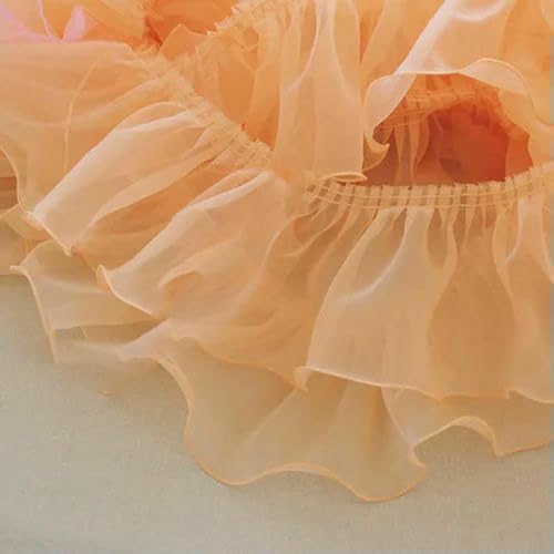 Mehrfarbiger Organza-Plissee-Doppelschicht-Rüschen-Spitzenbesatzstoff, Puffrock, Babydoll, Vorhang, DIY-Nähen, RS3697-A-Orange Pink-5 Yards Mehrfarbiger Organza-Plissee-Doppelschicht-Rüschen-Spitzenbesatzstoff, Puffrock, Babydoll, Vorhang, DIY-Nähen, RS3697-A-Orange Pink-5 Yards von BSGUZ
