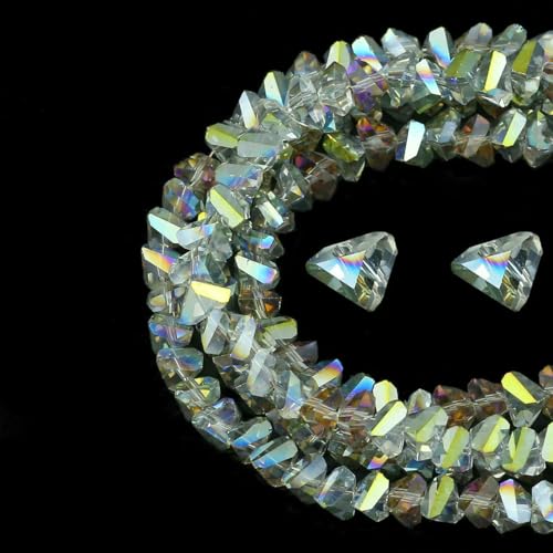 Mehrfarbiger dreieckiger österreichischer Kristall 4/6/8 mm Glas-Abstandshalter, lose Perlen für Schmuck, DIY, Ohrringe, Armbänder, Anhänger, Zubehör – Rosarot, Grün – 6 mm, ca. 80 Stück von BSGUZ