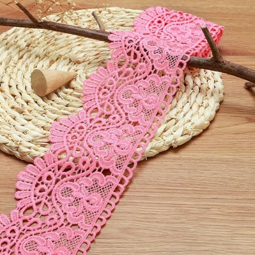 Meter Spitzenband mit Blumenstickerei, DIY-Bekleidung, Nähstoff, 10 cm, handgefertigtes Bastelmaterial, ausgehöhltes, wasserlösliches Klebeband, Rosa, 3 Meter Länge Meter Spitzenband mit Blumenstickerei, DIY-Bekleidung, Nähstoff, 10 cm, handgefertigtes Bastelmaterial, ausgehöhltes, wasserlösliches Klebeband, Rosa, 3 Meter Länge von BSGUZ