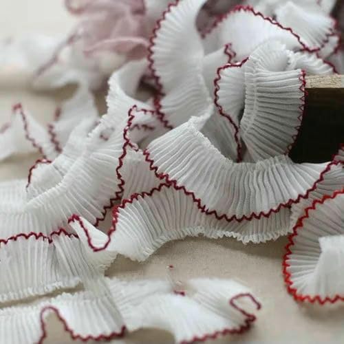 Meter luxuriöser weißer plissierter Chiffon, gefaltet, elastische Spitze, Rüschenbesatz, Band, Kleiderkragen, Applikation für Nähzubehör, 3 cm breit, weinrot Meter luxuriöser weißer plissierter Chiffon, gefaltet, elastische Spitze, Rüschenbesatz, Band, Kleiderkragen, Applikation für Nähzubehör, 3 cm breit, weinrot von BSGUZ