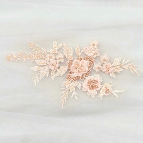 Modische, elegante Perlenstickerei, Blumen-Spitzenapplikationen für Hochzeitskleider, blau bestickte Blumenflecken, große Patches für Kleidung, orange, siehe Foto Modische, elegante Perlenstickerei, Blumen-Spitzenapplikationen für Hochzeitskleider, blau bestickte Blumenflecken, große Patches für Kleidung, orange, siehe Foto von BSGUZ