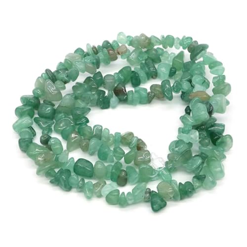 Natürliche Aquamarin-Quarzkristall-Steinperlen, Freiform-Chips, Kies für Party, DIY-Basteln, Halsketten, Armbänder, Schmuckherstellung – Grüner Aventurin – 5 Stück (ca. 81 von BSGUZ
