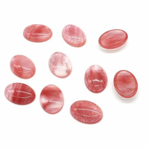 Natürliche Kristalle, ovale Cabochon-Perlen, lose Perlen mit flacher Rückseite, Kamee-Abstandshalter für Schmuckherstellung, DIY-Anhänger, Halskette, 5 Stück pro Stück, Kirschquarz, 13 x 18 mm Natürliche Kristalle, ovale Cabochon-Perlen, lose Perlen mit flacher Rückseite, Kamee-Abstandshalter für Schmuckherstellung, DIY-Anhänger, Halskette, 5 Stück pro Stück, Kirschquarz, 13 x 18 mm von BSGUZ