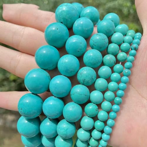 Natürliche blaue Türkis-Perlen, runde Steine, für DIY-Halsketten, Armbänder, Schmuckherstellung, Strang, 38,1 cm, lose Perlen zum Selbermachen, 6 mm, 8 mm, 10 mm, 12 mm, natürlicher Türkis, 10 mm, c Natürliche blaue Türkis-Perlen, runde Steine, für DIY-Halsketten, Armbänder, Schmuckherstellung, Strang, 38,1 cm, lose Perlen zum Selbermachen, 6 mm, 8 mm, 10 mm, 12 mm, natürlicher Türkis, 10 mm, c von BSGUZ